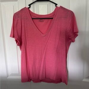 J. Crew Bright Pink V-Neck Short Sleeve Tee